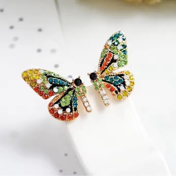 Anthropologie Jewelry - Anthropologie Multicolor Gem Butterfly Brooch